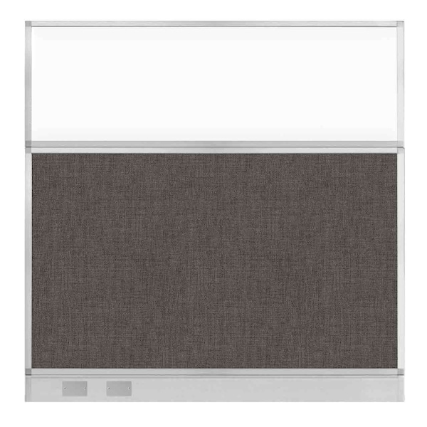 Versare Hush Panel Cubicle Partition 6' x 6' W/ Window Mocha Fabric Clear Window W/ Cable Channel 1812571-2 - main